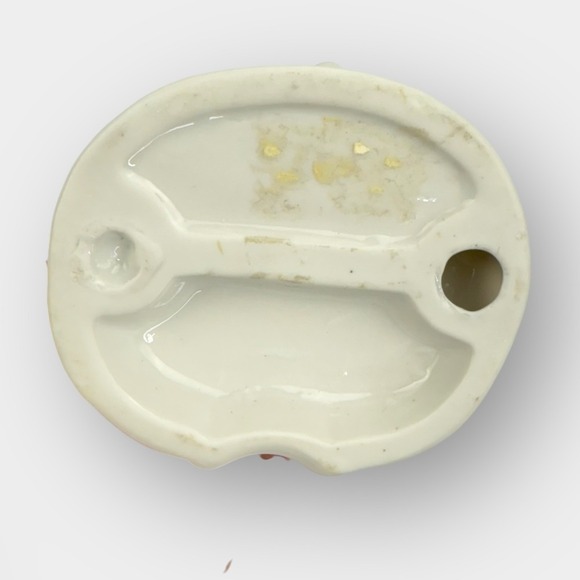 Vintage Blue White Porcelain Figurine Boy Carrying Two Fruit Baskets Gold Trim - Picture 15 of 15